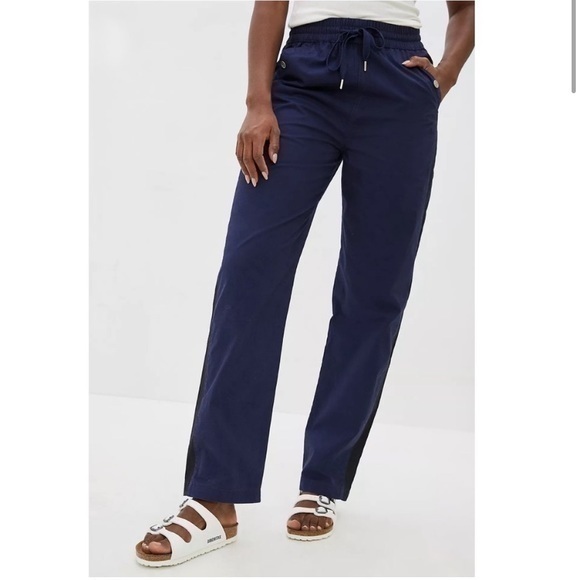 NWT Maeve Anthropologie Tenley Twill Track Pants Pull On Joggers Navy Utility - Picture 1 of 14